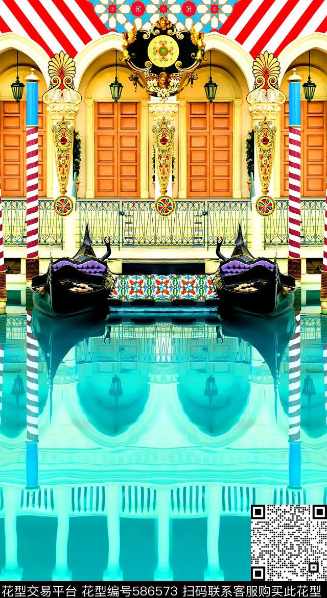 时尚风景威尼斯数码印花华亿平台下载（图片编号: 586573） - 瓦栏（Walan）