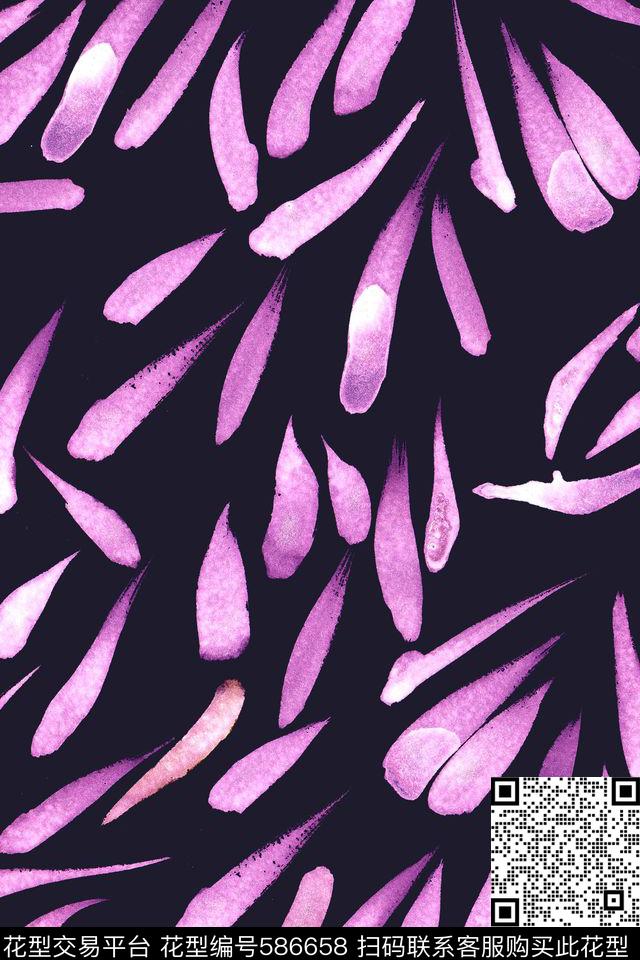 抽象纹理笔触手绘花卉传统印花华亿平台下载（图片编号: 586658） - 瓦栏（Walan）