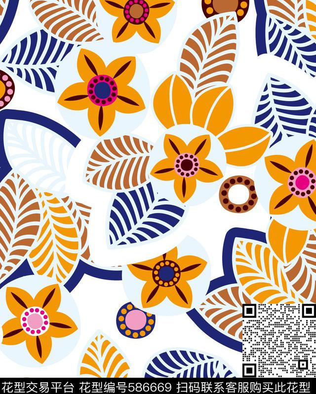 传统花朵花卉传统印花华亿平台下载（图片编号: 586669） - 瓦栏（Walan）