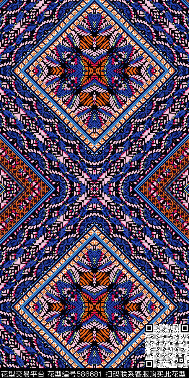 几何民族风0分色区传统印花华亿平台下载（图片编号: 586681） - 瓦栏（Walan）