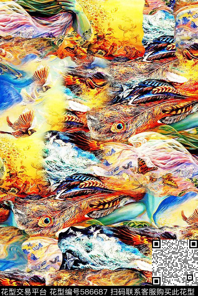 时尚神话清新数码印花华亿平台下载（图片编号: 586687） - 瓦栏（Walan）