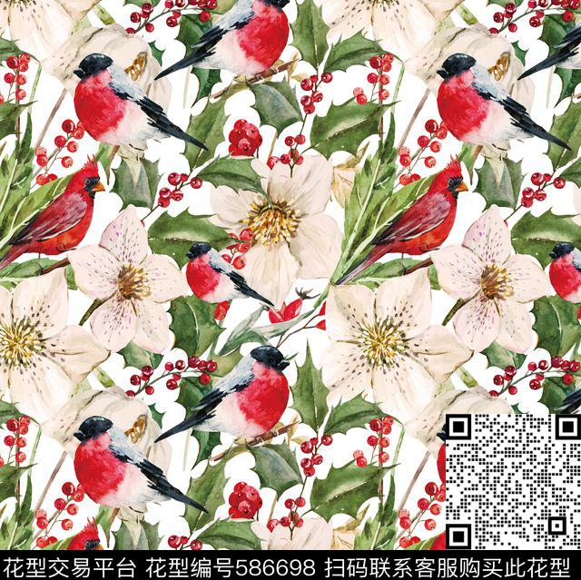 花朵鸟花卉数码印花华亿平台下载（图片编号: 586698） - 瓦栏（Walan）