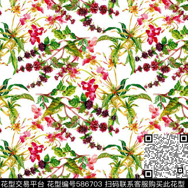 花束花朵花卉数码印花华亿平台下载（图片编号: 586703） - 瓦栏（Walan）