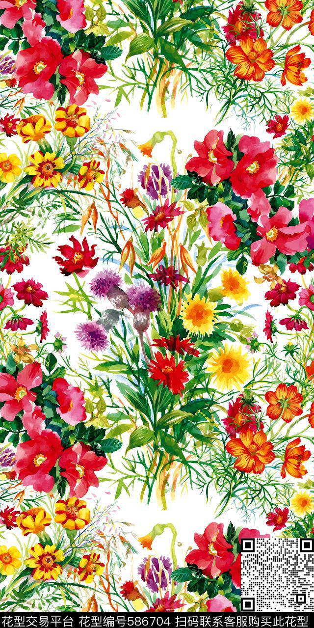 花朵花束花卉数码印花华亿平台下载（图片编号: 586704） - 瓦栏（Walan）