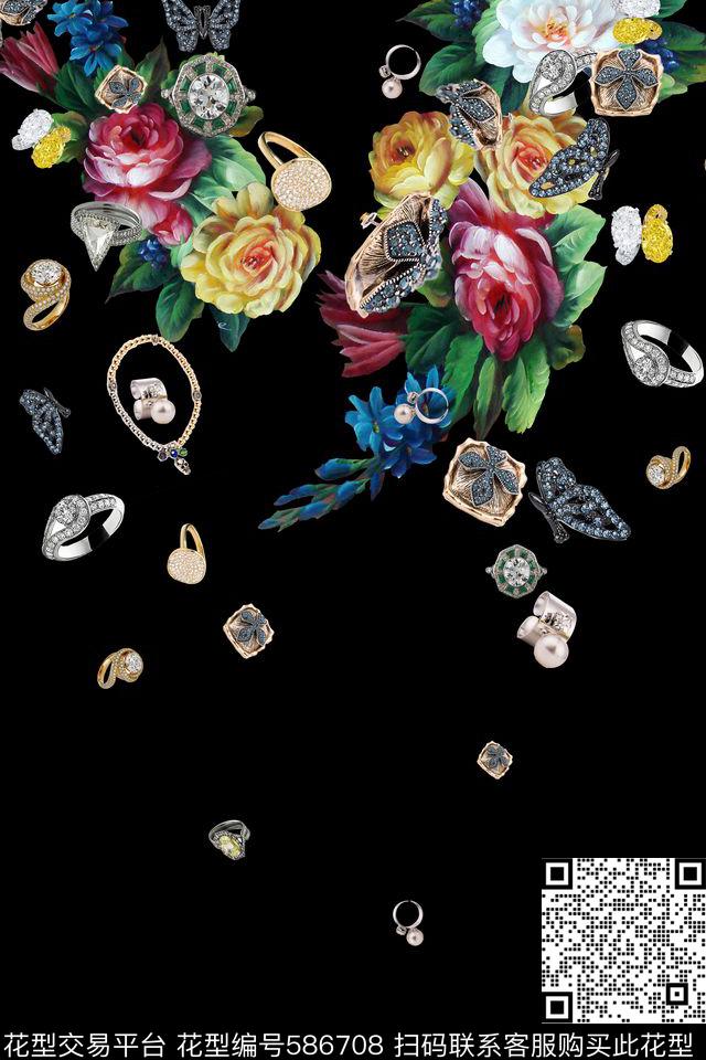 女装四方连续花鸟植物数码印花华亿平台下载（图片编号: 586708） - 瓦栏（Walan）