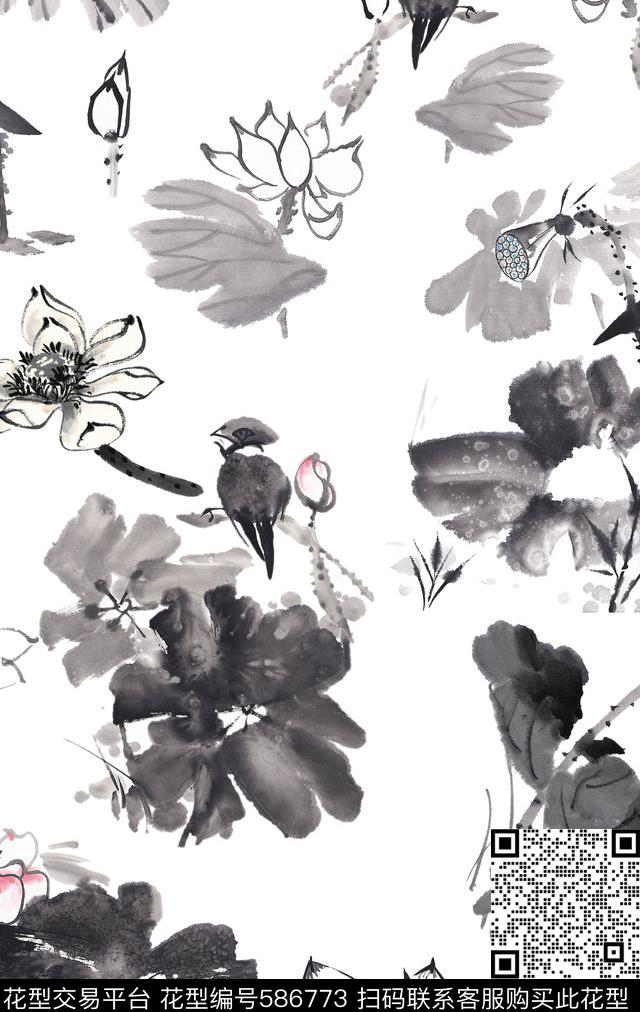 民族风鸟类花卉传统印花华亿平台下载（图片编号: 586773） - 瓦栏（Walan）