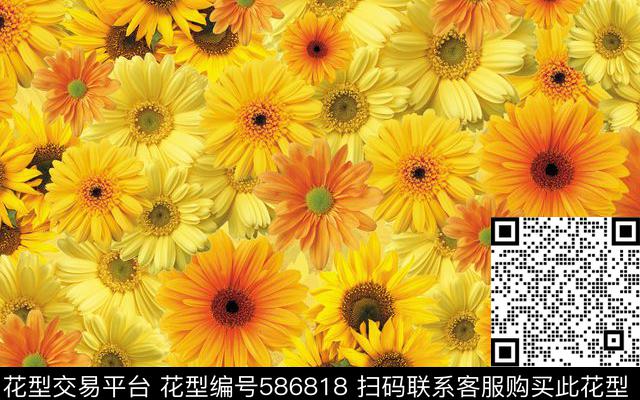 清新花朵乱拼数码印花华亿平台下载（图片编号: 586818） - 瓦栏（Walan）