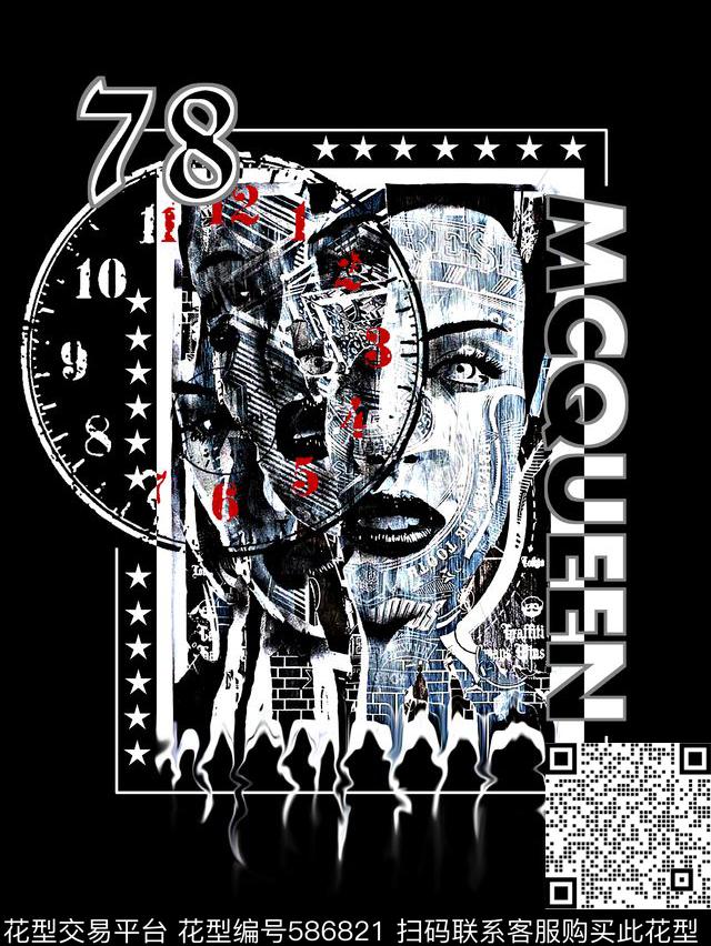 抽象男装图案人物插画男装T恤数码印花华亿平台下载（图片编号: 586821） - 瓦栏（Walan）