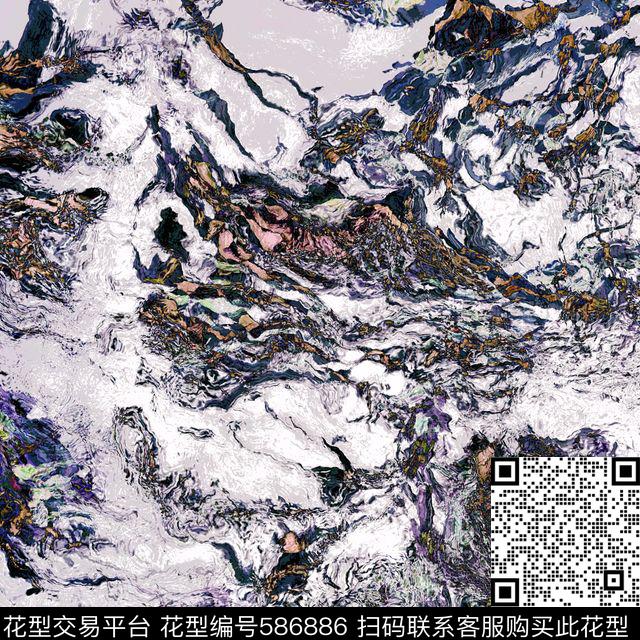 抽象山水肌理数码印花华亿平台下载（图片编号: 586886） - 瓦栏（Walan）