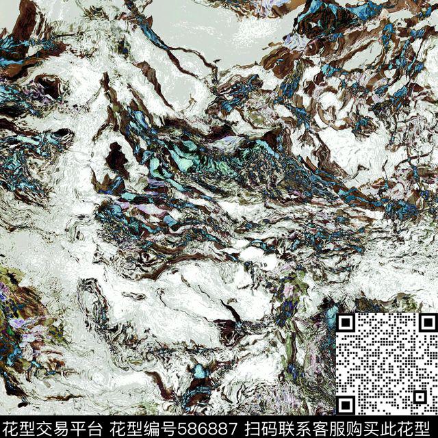 抽象山水肌理数码印花华亿平台下载（图片编号: 586887） - 瓦栏（Walan）