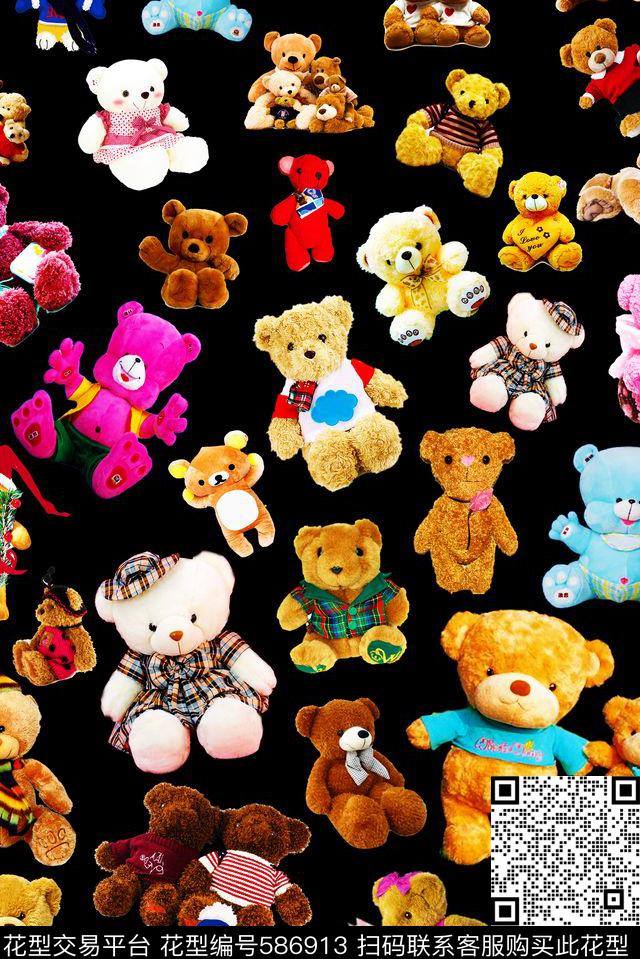 卡通手绘小熊童装女装床品卡通数码印花华亿平台下载（图片编号: 586913） - 瓦栏（Walan）