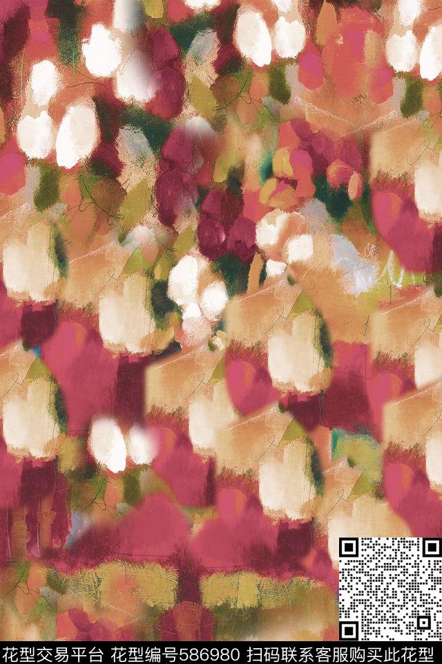 油画笔触手绘数码印花华亿平台下载（图片编号: 586980） - 瓦栏（Walan）