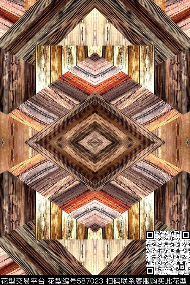 休闲木纹树数码印花华亿平台下载（图片编号: 587023） - 瓦栏（Walan）