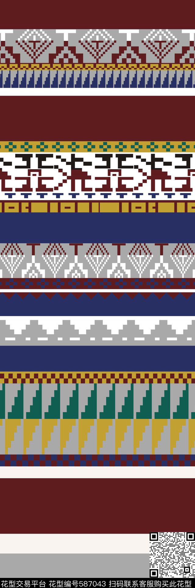 波西米亚植物几何花卉传统印花华亿平台下载（图片编号: 587043） - 瓦栏（Walan）