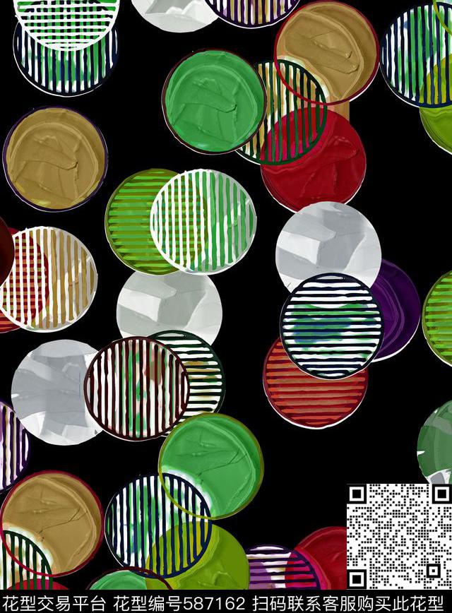 复古手绘波普数码印花华亿平台下载（图片编号: 587162） - 瓦栏（Walan）