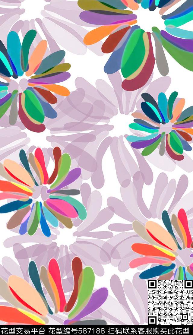 时尚大牌风格花卉简洁斑斓传统印花华亿平台下载（图片编号: 587188） - 瓦栏（Walan）