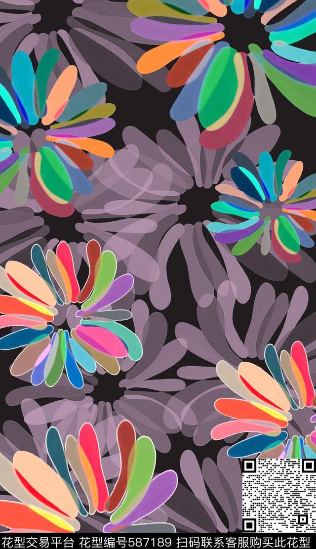 时尚大牌风格花卉简洁斑斓传统印花华亿平台下载（图片编号: 587189） - 瓦栏（Walan）