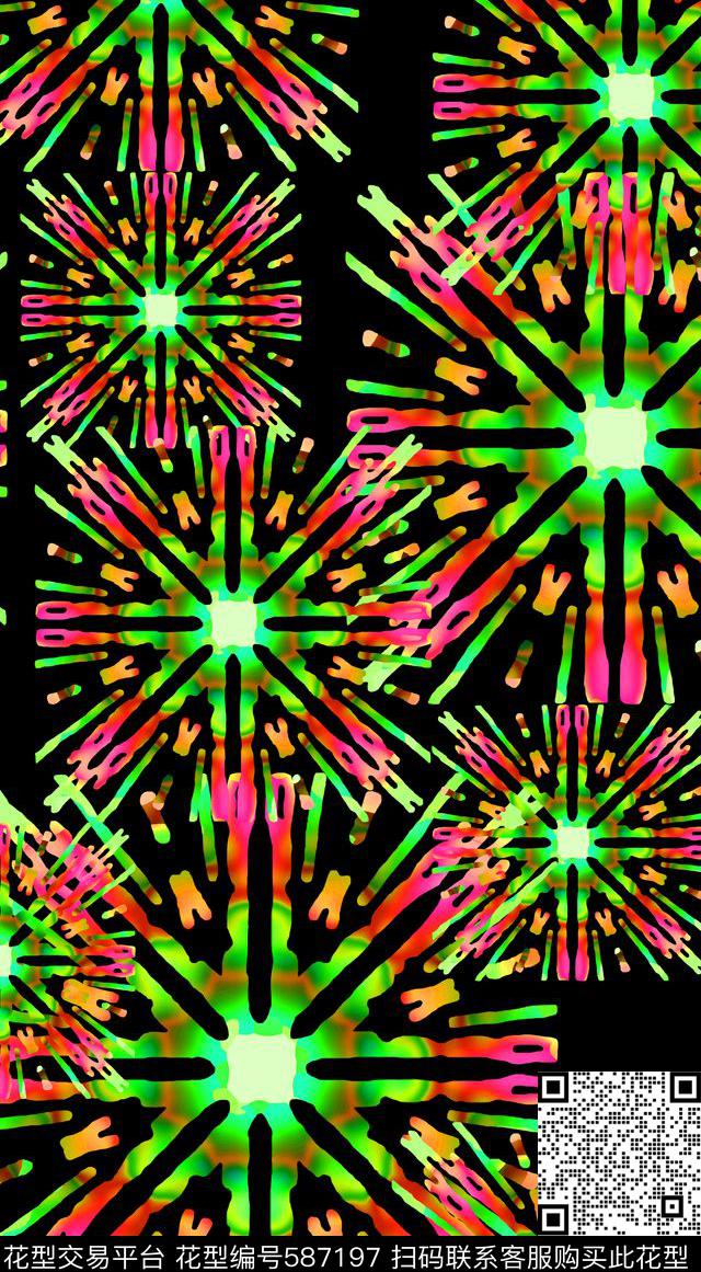 格子抽象图案梦幻时尚数码印花华亿平台下载（图片编号: 587197） - 瓦栏（Walan）