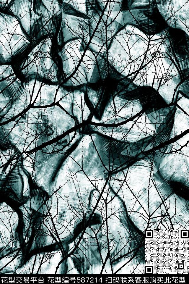 石纹树杈刷纹数码印花华亿平台下载（图片编号: 587214） - 瓦栏（Walan）