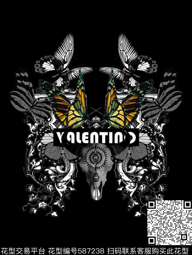 复古男装图案纹理蝴蝶数码印花华亿平台下载（图片编号: 587238） - 瓦栏（Walan）