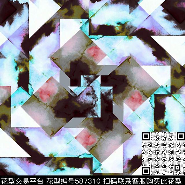 油墨手绘水彩色数码印花华亿平台下载（图片编号: 587310） - 瓦栏（Walan）