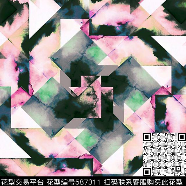 油墨手绘水彩色数码印花华亿平台下载（图片编号: 587311） - 瓦栏（Walan）