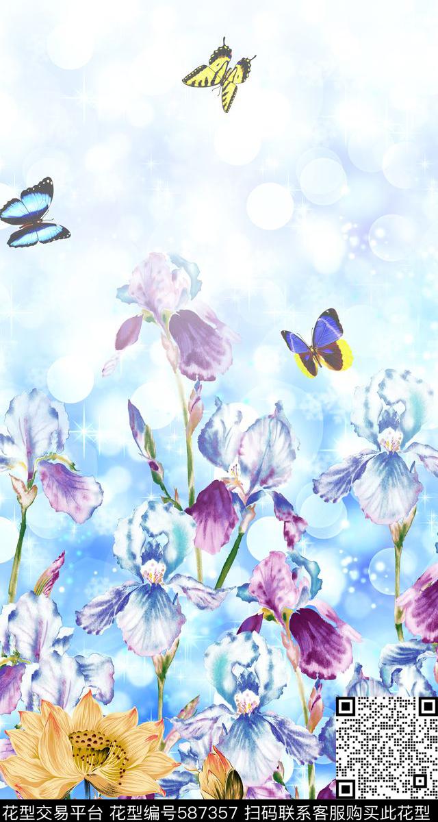 星星定位花休闲风数码印花华亿平台下载（图片编号: 587357） - 瓦栏（Walan）