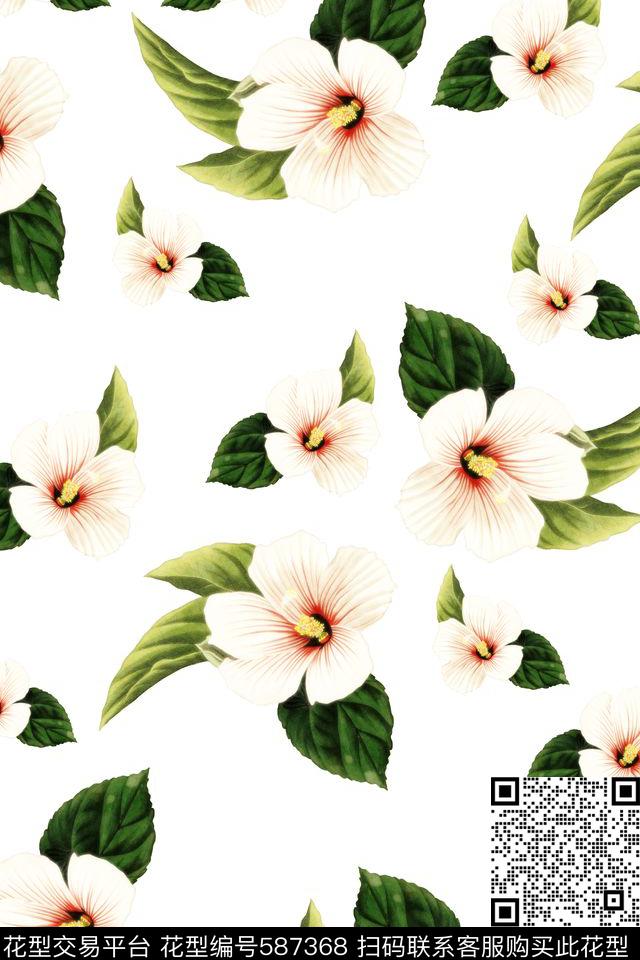 花卉田园潮流数码印花华亿平台下载（图片编号: 587368） - 瓦栏（Walan）