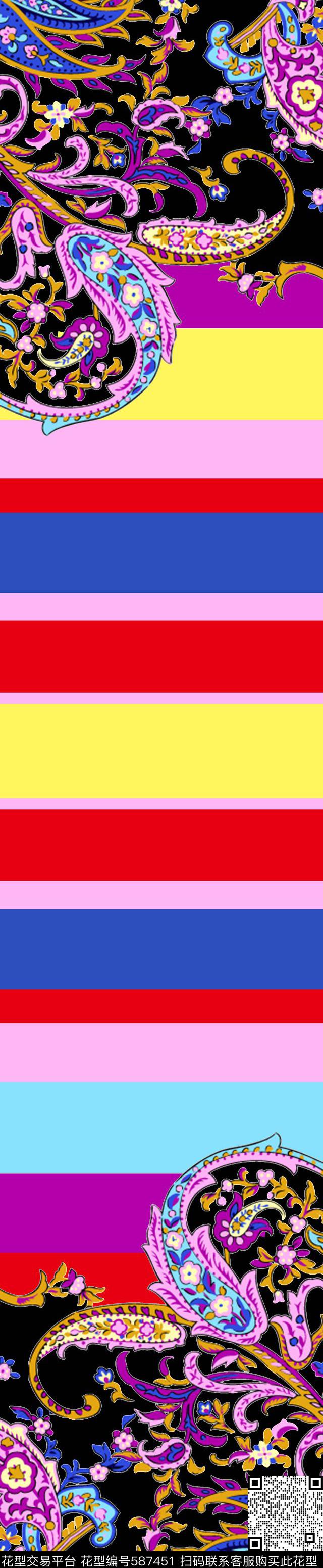 双边定位传统风格花卉传统印花华亿平台下载（图片编号: 587451） - 瓦栏（Walan）