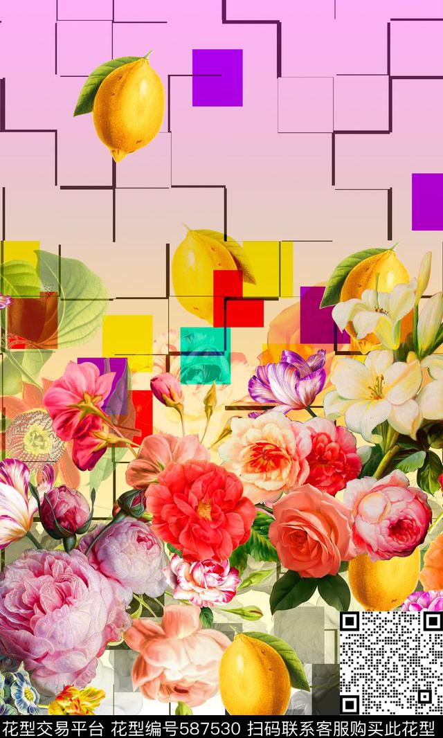 小碎花玫瑰花朵数码印花华亿平台下载（图片编号: 587530） - 瓦栏（Walan）