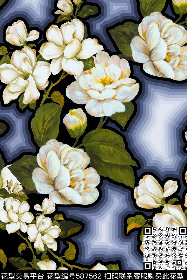 大花小过渡乱拼数码印花华亿平台下载（图片编号: 587562） - 瓦栏（Walan）