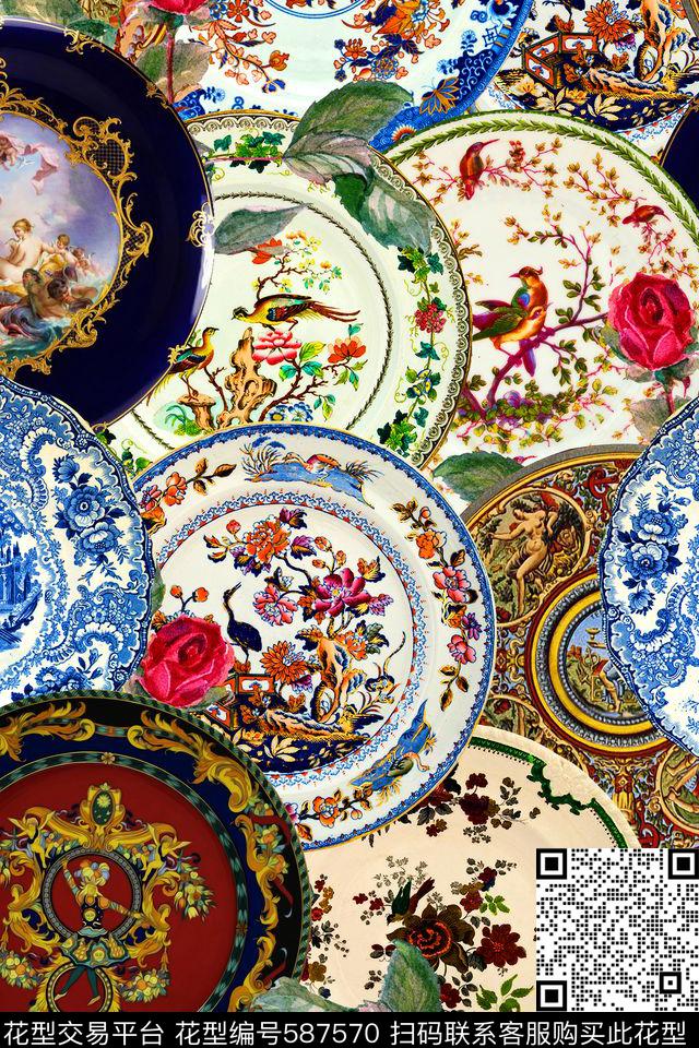 巴洛克式洛可可意大利陶瓷珐琅瓷器数码印花华亿平台下载（图片编号: 587570） - 瓦栏（Walan）