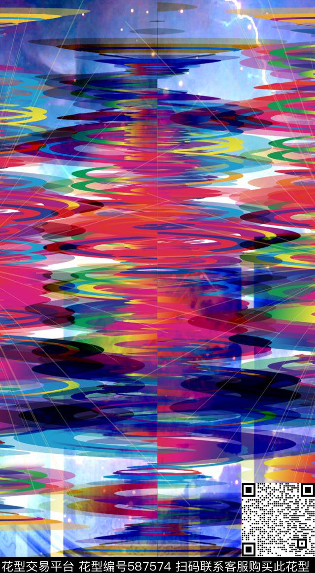 破碎色块拼接艺术多彩几何闪电星光不规则几何数码印花华亿平台下载（图片编号: 587574） - 瓦栏（Walan）