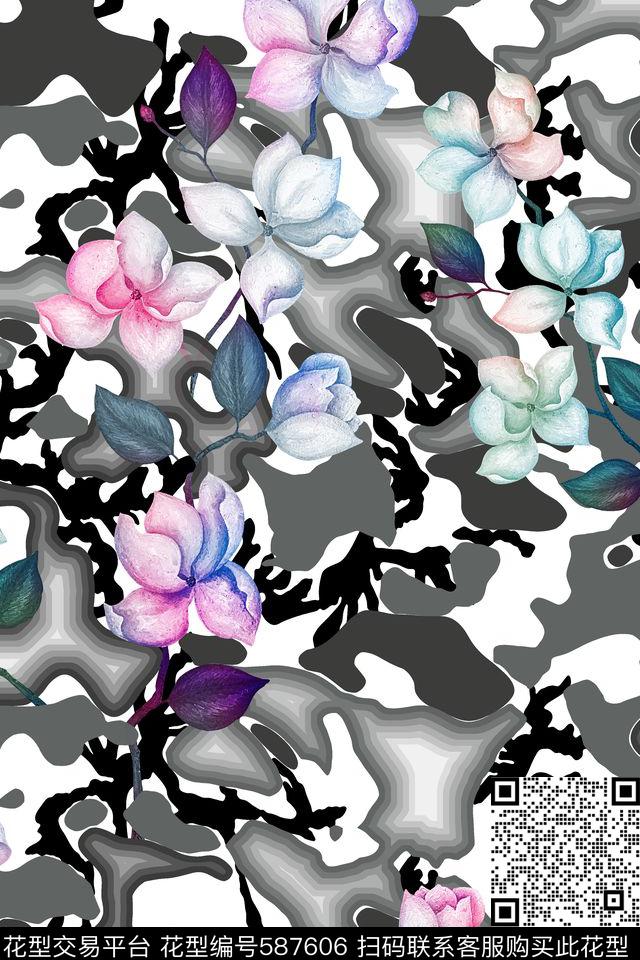 彩花迷彩过渡数码印花华亿平台下载（图片编号: 587606） - 瓦栏（Walan）