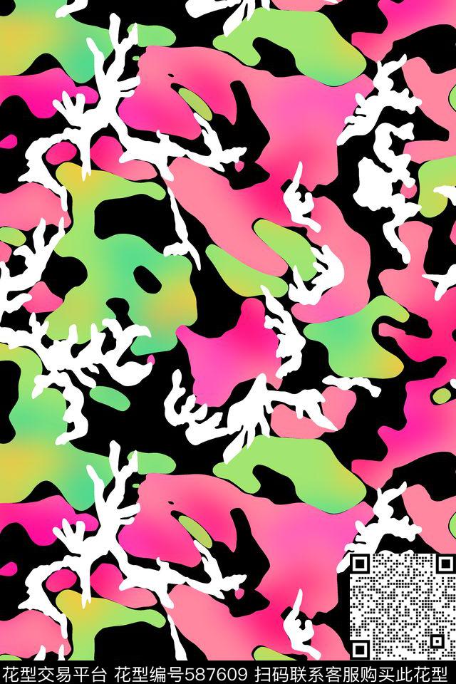 粉色系迷彩个性传统印花华亿平台下载（图片编号: 587609） - 瓦栏（Walan）