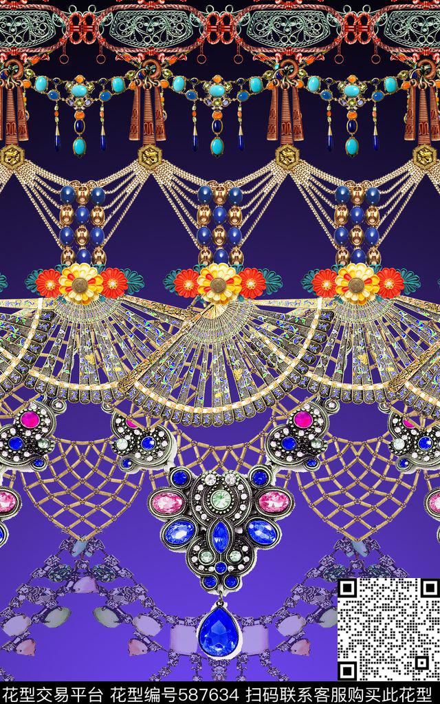 时尚珠宝项链数码印花华亿平台下载（图片编号: 587634） - 瓦栏（Walan）