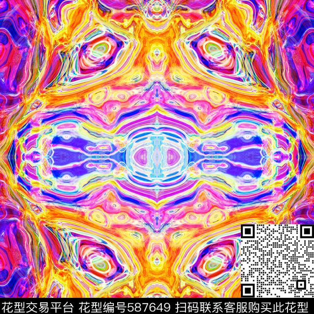 抽象线条印花图案数码印花华亿平台下载（图片编号: 587649） - 瓦栏（Walan）