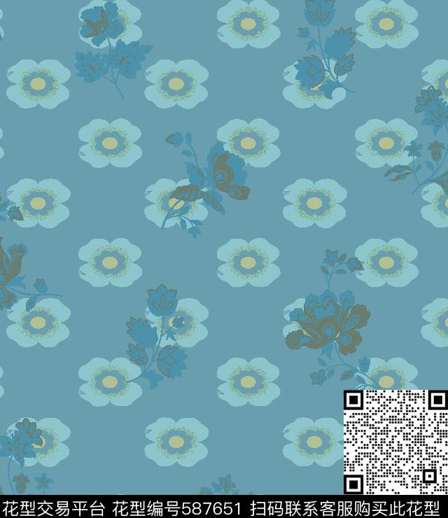 花卉小碎花传统印花华亿平台下载（图片编号: 587651） - 瓦栏（Walan）