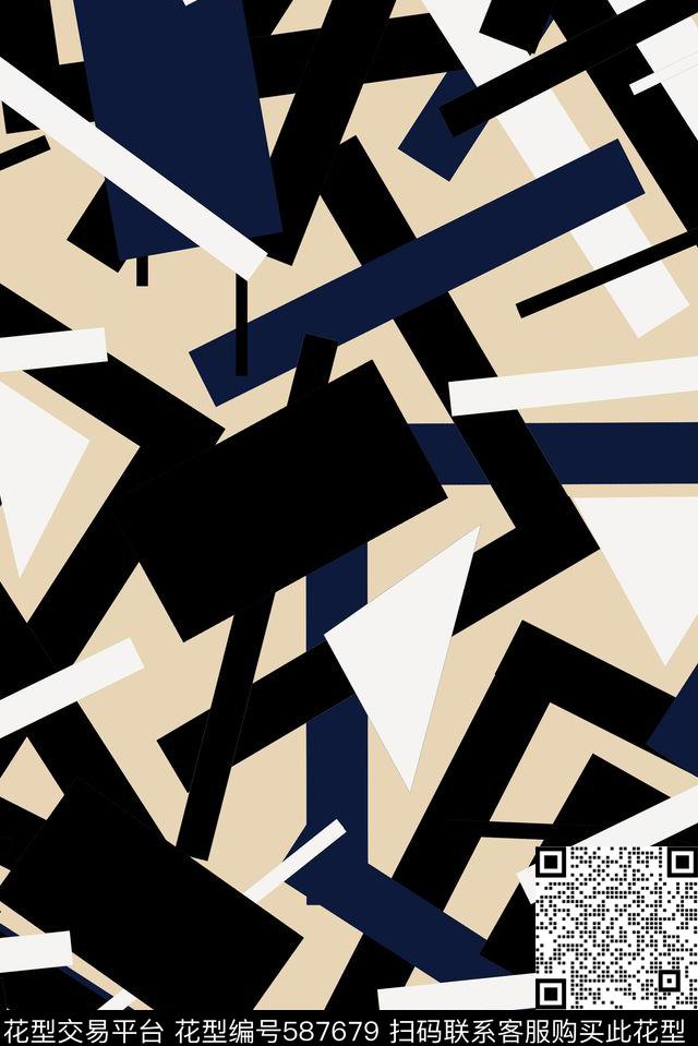 结构几何原创传统印花华亿平台下载（图片编号: 587679） - 瓦栏（Walan）