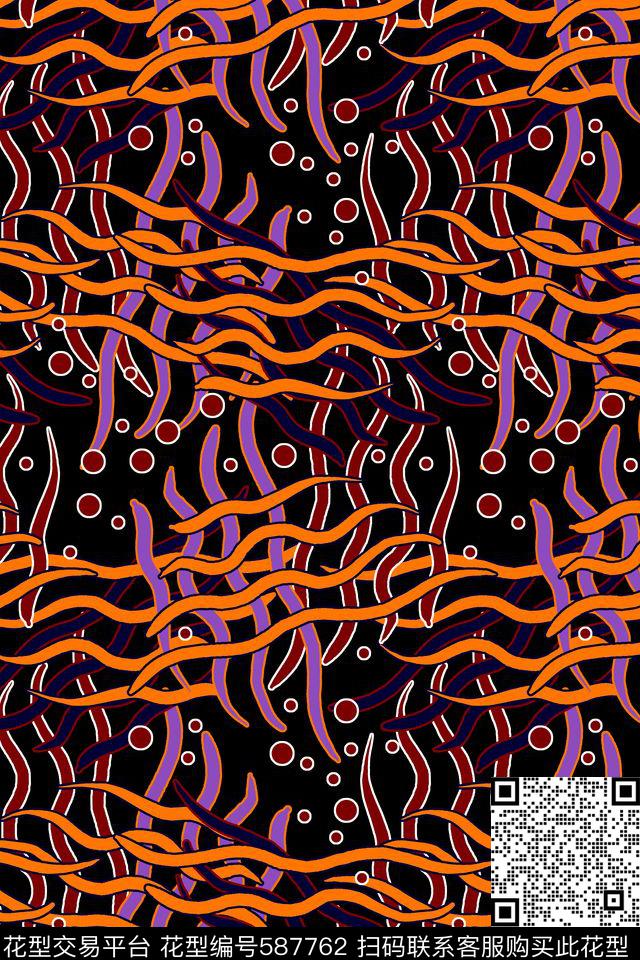 原创手绘条纹传统印花华亿平台下载（图片编号: 587762） - 瓦栏（Walan）