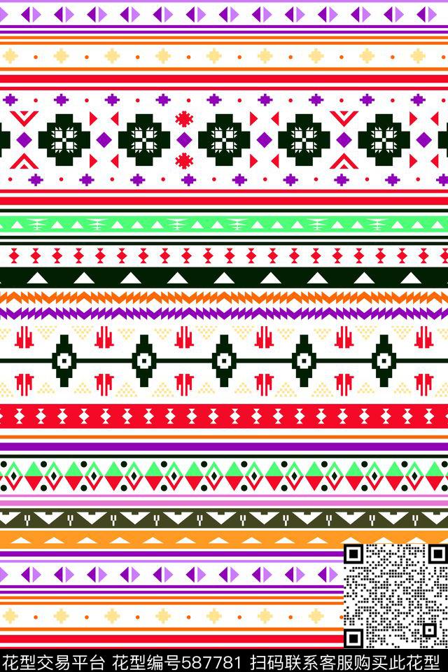 民族风印第安部落数码印花华亿平台下载（图片编号: 587781） - 瓦栏（Walan）