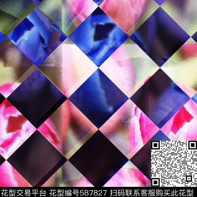 几何图案格子机理底纹传统印花华亿平台下载（图片编号: 587827） - 瓦栏（Walan）