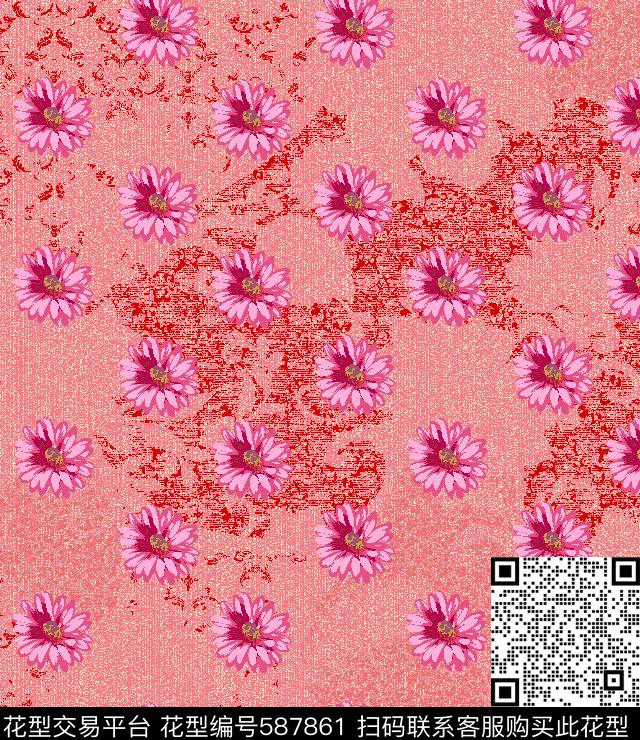 田园风雏菊小碎花传统印花华亿平台下载（图片编号: 587861） - 瓦栏（Walan）
