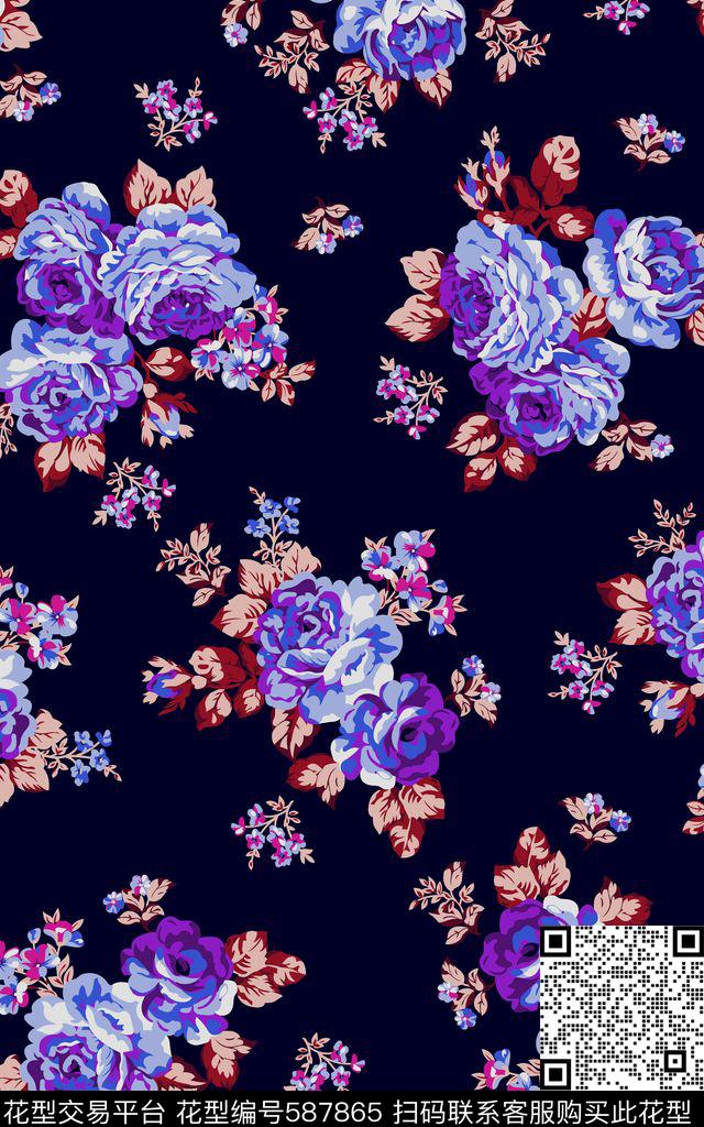民族风小碎花简约花卉传统印花华亿平台下载（图片编号: 587865） - 瓦栏（Walan）