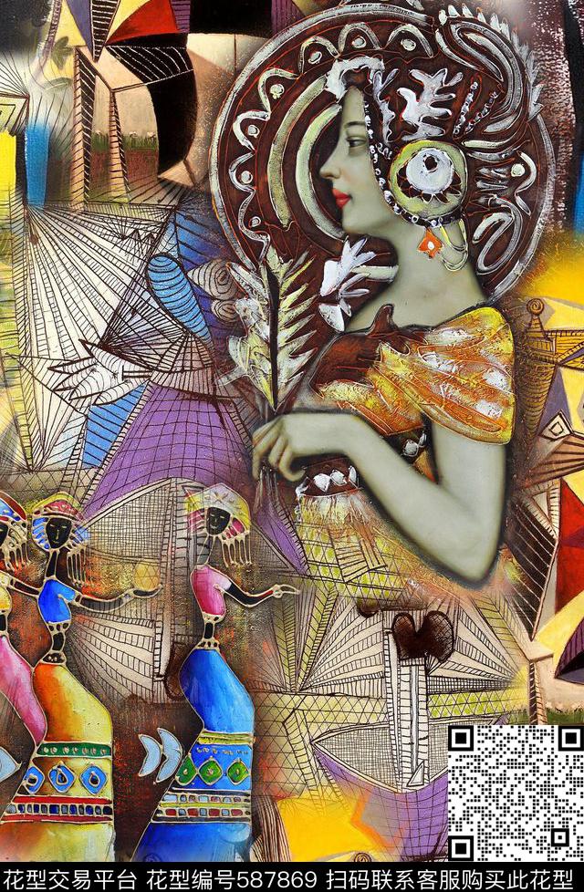 几何民族色卡数码印花华亿平台下载（图片编号: 587869） - 瓦栏（Walan）