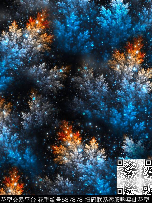 热带珊瑚点缀星数码印花华亿平台下载（图片编号: 587878） - 瓦栏（Walan）