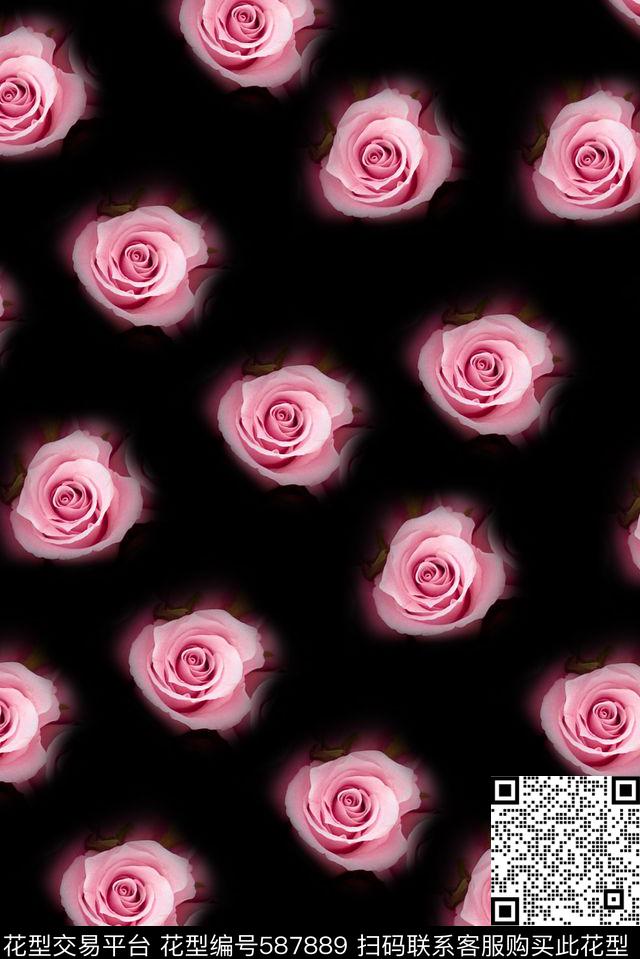 简单爆款玫瑰数码印花华亿平台下载（图片编号: 587889） - 瓦栏（Walan）