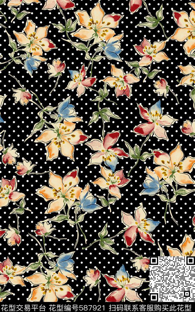 小碎花休闲风小点数码印花华亿平台下载（图片编号: 587921） - 瓦栏（Walan）