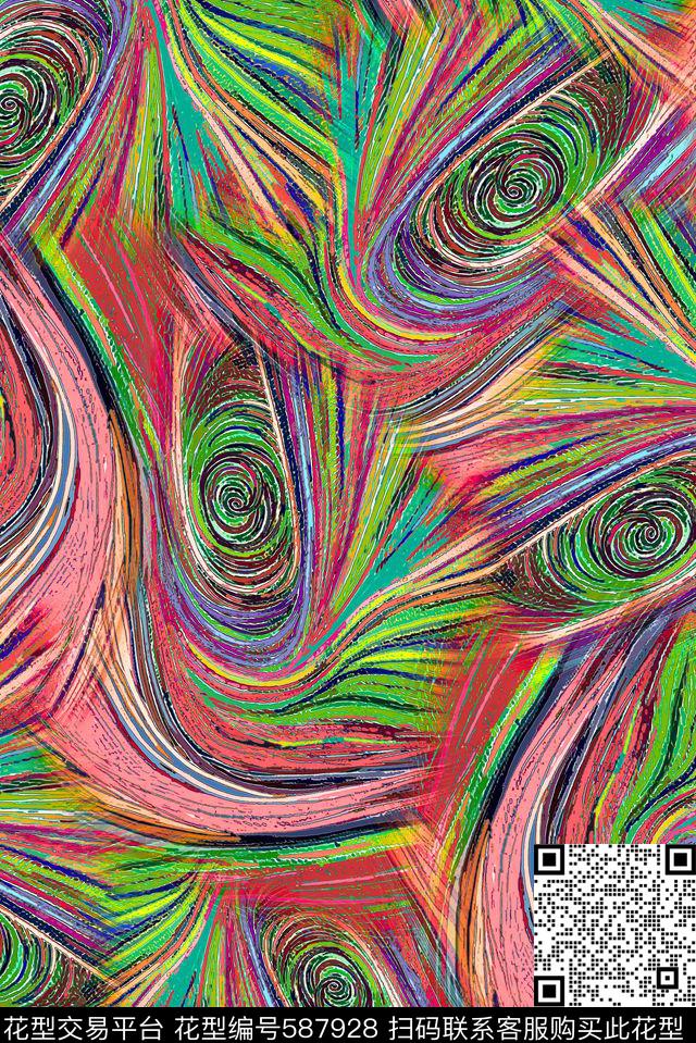 数码几何抽象数码印花华亿平台下载（图片编号: 587928） - 瓦栏（Walan）