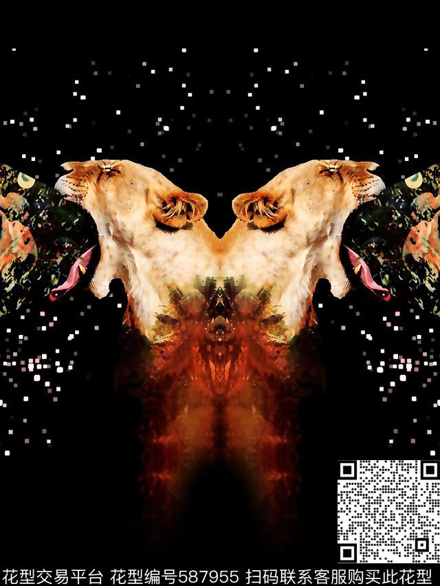 动物男装图案狮子男装T恤数码印花华亿平台下载（图片编号: 587955） - 瓦栏（Walan）